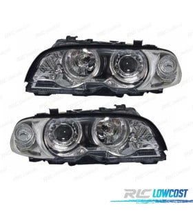 FAROS BMW E46 COUPE 99-03 OJOS ANGEL FONDO CROMO