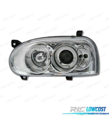 FAROS PARA VOLKSWAGEN VW GOLF MK3 91-97 OJOS ANGEL FONDO CROMO H1 H1