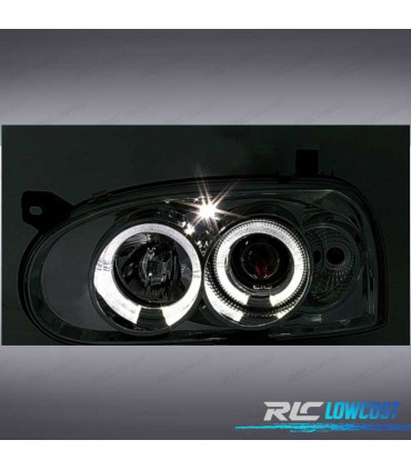 FAROS VOLKSWAGEN VW GOLF 3 OJOS ANGEL FONDO CROMO H1 H1
