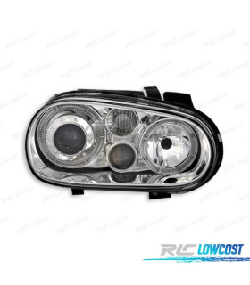 FAROS VOLKSWAGEN VW GOLF 4 LOOK R32 OJOS ANGEL FONDO CROMO