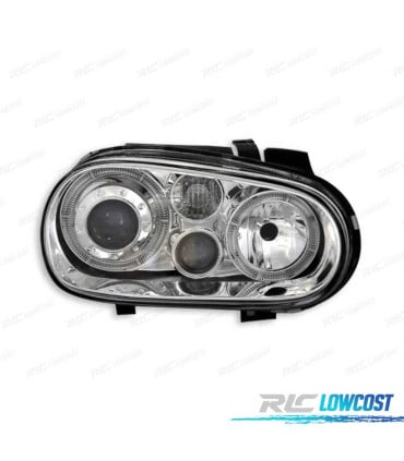 FAROS VOLKSWAGEN VW GOLF 4 LOOK R32 OJOS ANGEL FONDO CROMO