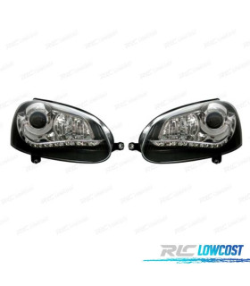 FAROS PARA VOLKSWAGEN VW GOLF MK5 03-08 LUZ DIURNA LED FONDO NEGRO