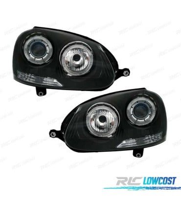FAROS VOLKSWAGEN VW GOLF 5 03-08 OJOS ANGEL FONDO NEGRO