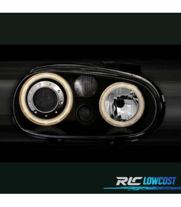FAROS VOLKSWAGEN VW GOLF MK4 97-03 OJOS ANGEL LOOK R32 FONDO NEGRO