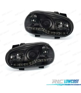 FAROS VOLKSWAGEN VW GOLF 4 LUZ DIURNA LED FONDO NEGRO