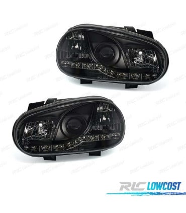 FAROS VOLKSWAGEN VW GOLF 4 LUZ DIURNA LED FONDO NEGRO