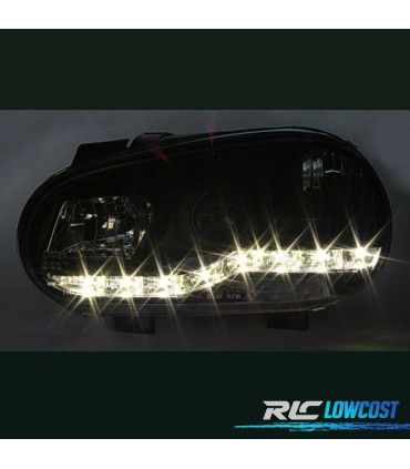 FAROS VOLKSWAGEN VW GOLF 4 LUZ DIURNA LED FONDO NEGRO