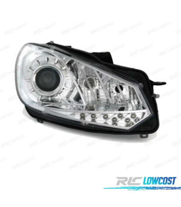FAROS VOLKSWAGEN VW GOLF 6 08-12 LUZ DIURNA REAL FONDO CROMO