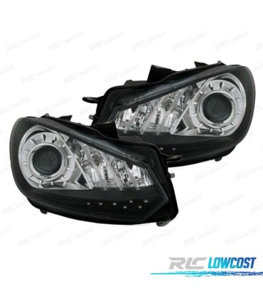 FAROS VOLKSWAGEN VW GOLF 6 08-12 LUZ DIURNA REAL FONDO NEGRO