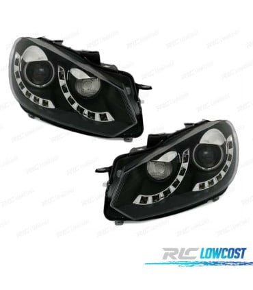 FAROS VOLKSWAGEN VW GOLF 6 08-12 LUZ DIURNA OJO DE ANGEL FONDO NEGRO