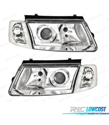 FAROS PARA VOLKSWAGEN VW PASSAT 3B 96-00 LUPA FONDO CROMO