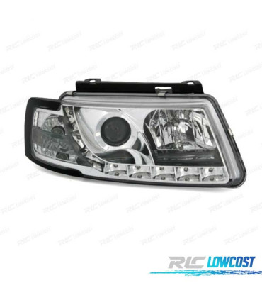 FAROS PARA VOLKSWAGEN VW PASSAT 3B 96-00 LUZ DIURNA FONDO CROMO