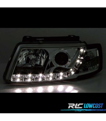 FAROS PARA VOLKSWAGEN VW PASSAT 3B 96-00 LUZ DIURNA FONDO CROMO