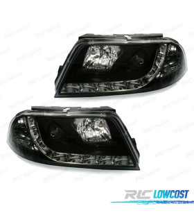 FAROS PARA VOLKSWAGEN VW PASSAT 3BG 00-05 LUZ DIURNA FONDO NEGRO