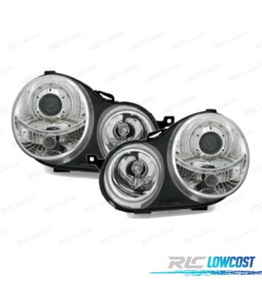 FAROS PARA VOLKSWAGEN VW POLO 9N 01-05 OJOS ANGEL FONDO CROMO