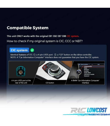 RADIO GPS ANDROID 13 PARA BMW E81 E82 E87 E88 06-12 CIC