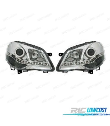 FAROS VOLKSWAGEN VW POLO 9N3 05-09 LUZ DIURNA FONDO CROMO
