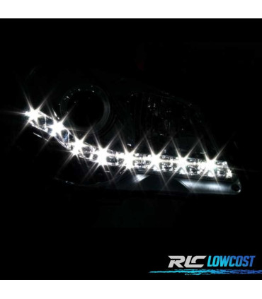 FAROS VOLKSWAGEN VW POLO 9N3 05-09 LUZ DIURNA FONDO CROMO