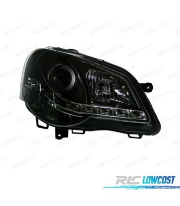 FAROS PARA VOLKSWAGEN VW POLO 9N3 05-09 LUZ DIURNA FONDO NEGRO