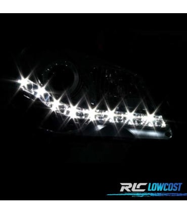 FAROS PARA VOLKSWAGEN VW POLO 9N3 05-09 LUZ DIURNA FONDO NEGRO