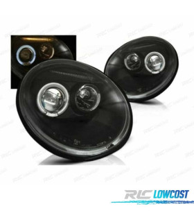 FAROS PARA VOLKSWAGEN VW BEETLE 98-05 OJOS ANGEL FONDO NEGRO
