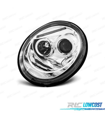 FAROS PARA VOLKSWAGEN VW BEETLE 98-05 OJOS ANGEL FONDO CROMO