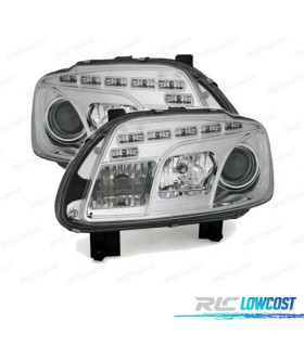FAROS PARA VOLKSWAGEN VW TOURAN 03-06 LUZ DIURNA FONDO CROMO