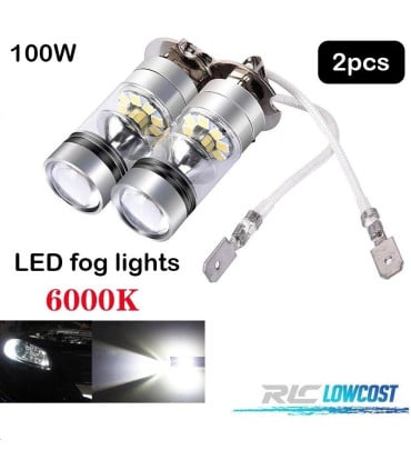 KIT DE BOMBILLAS ANTINIEBLA LED H3 100W CANBUS