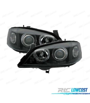 FAROS PARA OPEL ASTRA G 97-04 OJOS ANGEL FONDO NEGRO H7-H7