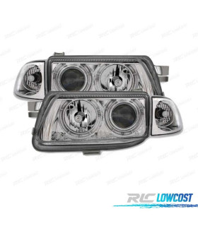 FAROS PARA OPEL ASTRA F 94-98 OJOS ANGEL FONDO CROMO H1-H7