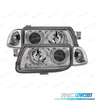 FAROS PARA OPEL ASTRA F 94-98 OJOS ANGEL FONDO CROMO H1-H7