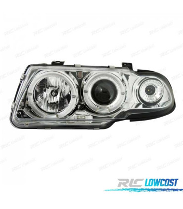 FAROS PARA OPEL ASTRA F 94-98 OJOS ANGEL FONDO CROMO H1-H1