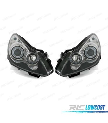 FAROS PARA OPEL CORSA D 06-10 OJOS ANGEL FONDO NEGRO