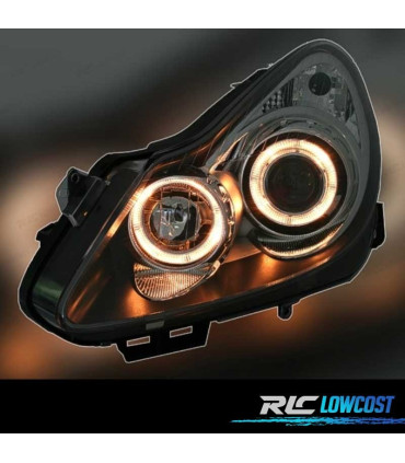 FAROS PARA OPEL CORSA D 06-10 OJOS ANGEL FONDO NEGRO