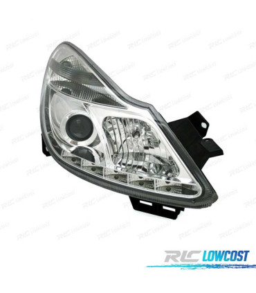 FAROS PARA OPEL CORSA D 06-10 LUZ DIURNA LED FONDO CROMO