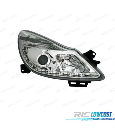 FAROS PARA OPEL CORSA D 06-10 LUZ DIURNA LED FONDO CROMO