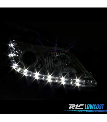 FAROS PARA OPEL CORSA D 06-10 LUZ DIURNA LED FONDO CROMO