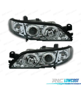 FAROS PARA OPEL VECTRA B 96-98 OJOS ANGEL FONDO CROMO