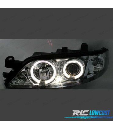 FAROS PARA OPEL VECTRA B 96-98 OJOS ANGEL FONDO CROMO