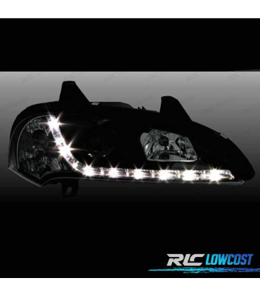 FAROS PARA OPEL TIGRA 95-03 LUZ DIURNA LED FONDO NEGRO