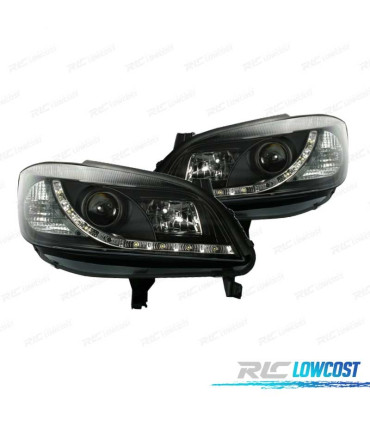 FAROS PARA OPEL ZAFIRA 99-05 LUZ DIURNA LED FONDO NEGRO