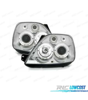 FAROS FORD FIESTA 02-08 OJOS ANGEL FONDO CROMO
