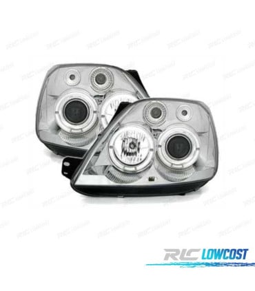 FAROS FORD FIESTA 02-08 OJOS ANGEL FONDO CROMO