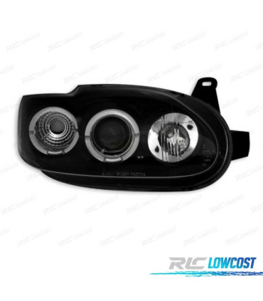 FAROS PARA FORD ESCORT 95-00 OJOS ANGEL FONDO NEGRO