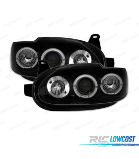 FAROS PARA FORD ESCORT 95-00 OJOS ANGEL FONDO NEGRO
