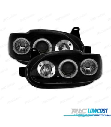FAROS PARA FORD ESCORT 95-00 OJOS ANGEL FONDO NEGRO