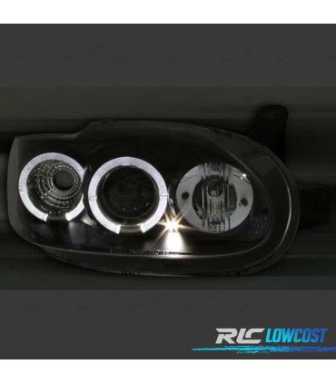 FAROS PARA FORD ESCORT 95-00 OJOS ANGEL FONDO NEGRO