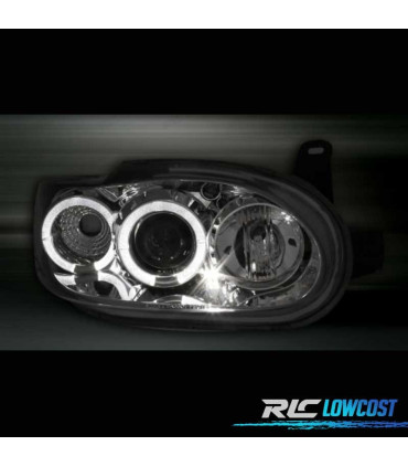 FAROS PARA FORD ESCORT 95-00 OJOS ANGEL FONDO CROMO