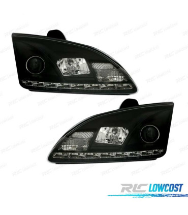 FAROS PARA FORD FOCUS 04-08 LUZ DIURNA REAL FONDO NEGRO