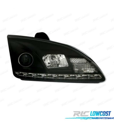 FAROS PARA FORD FOCUS 04-08 LUZ DIURNA REAL FONDO NEGRO